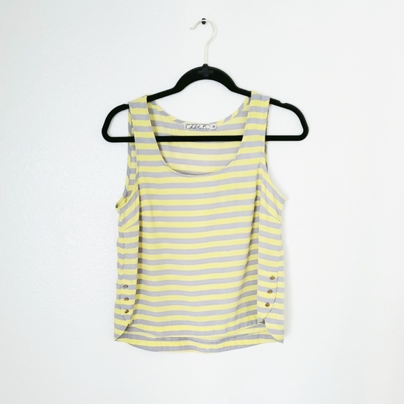 Chloe K Yellow Striped Tank - Picture 1 of 7